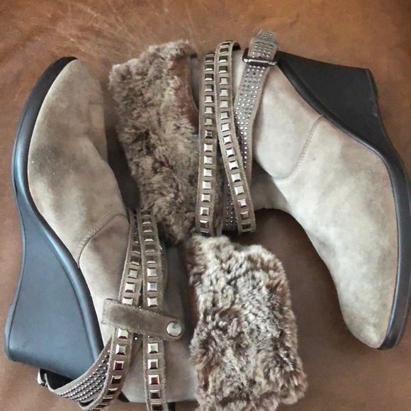 Janet sport suede shoes gray wedge low boots 11 - Picture 2 of 10